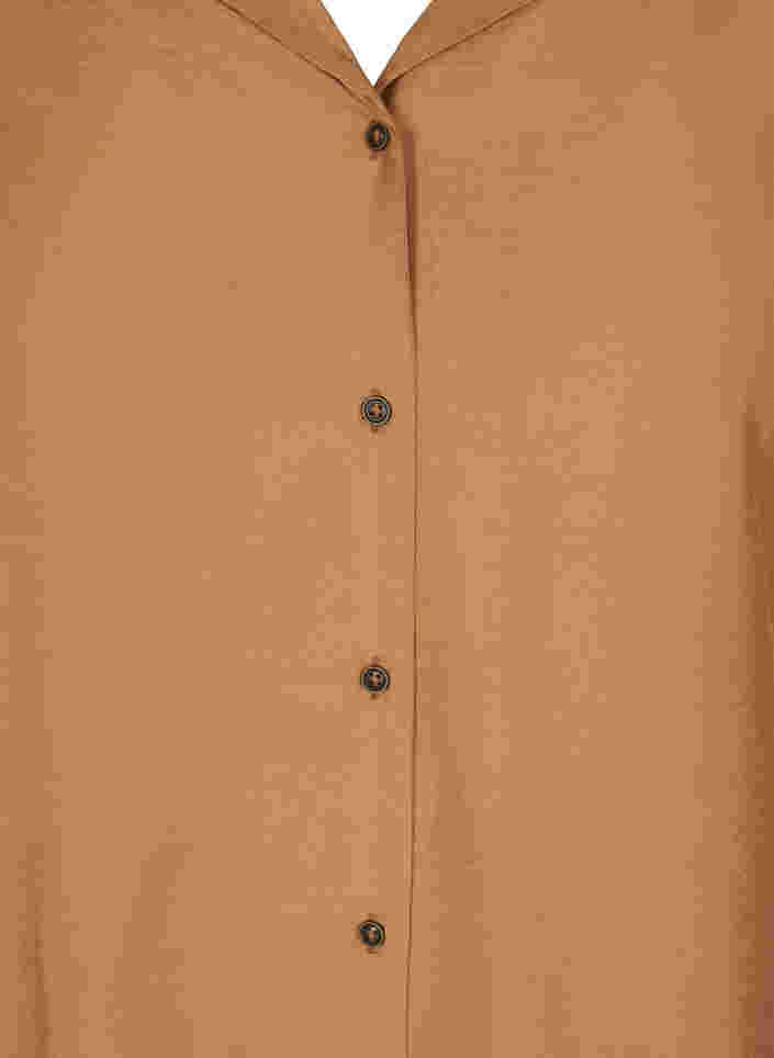 Skjorta i viskos med smockade ärmar, Almond, Packshot image number 2