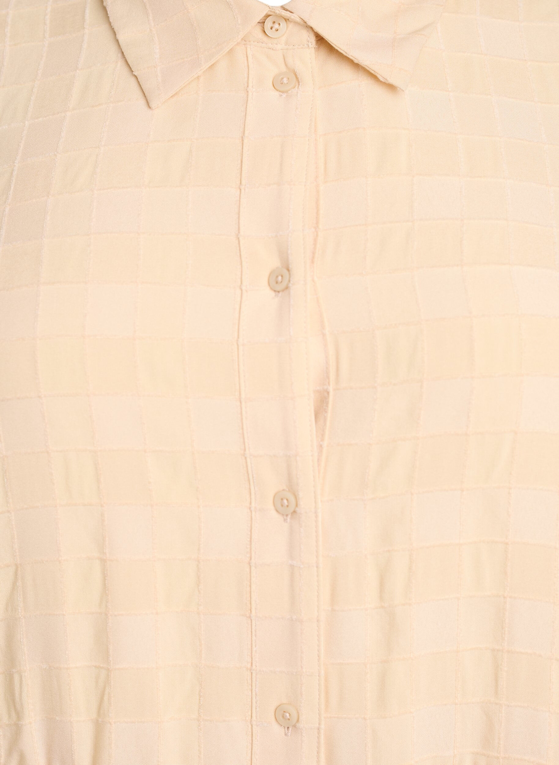 Zizzi Kort skjortkl&auml;nning med rutig textur och halvl&aring;nga &auml;rmar, Gul, Packshot image number 2