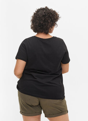 V-ringad t-shirt i bomull, Black VACAY , Model image number 1