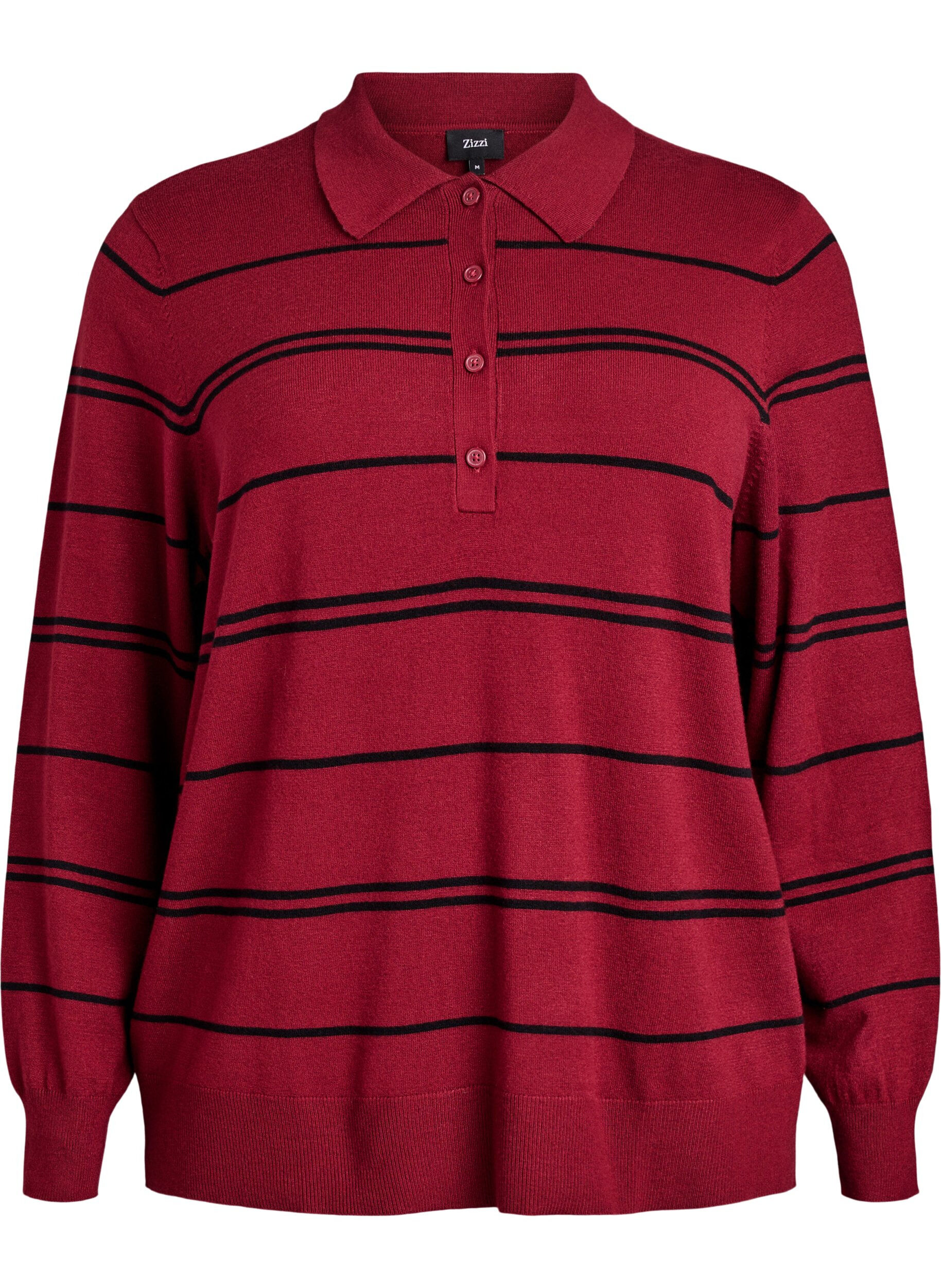 Stickad blus med krage