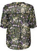 Blus med blommigt m&ouml;nster och v-ringning, Svart, Packshot image number 1