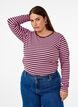 Randig blus med l&aring;nga &auml;rmar, Rosa, Model image number 0