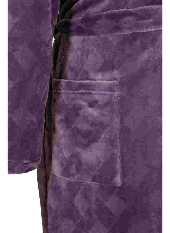 Lång morgonrock med fickor, Vintage Violet, Packshot image number 3