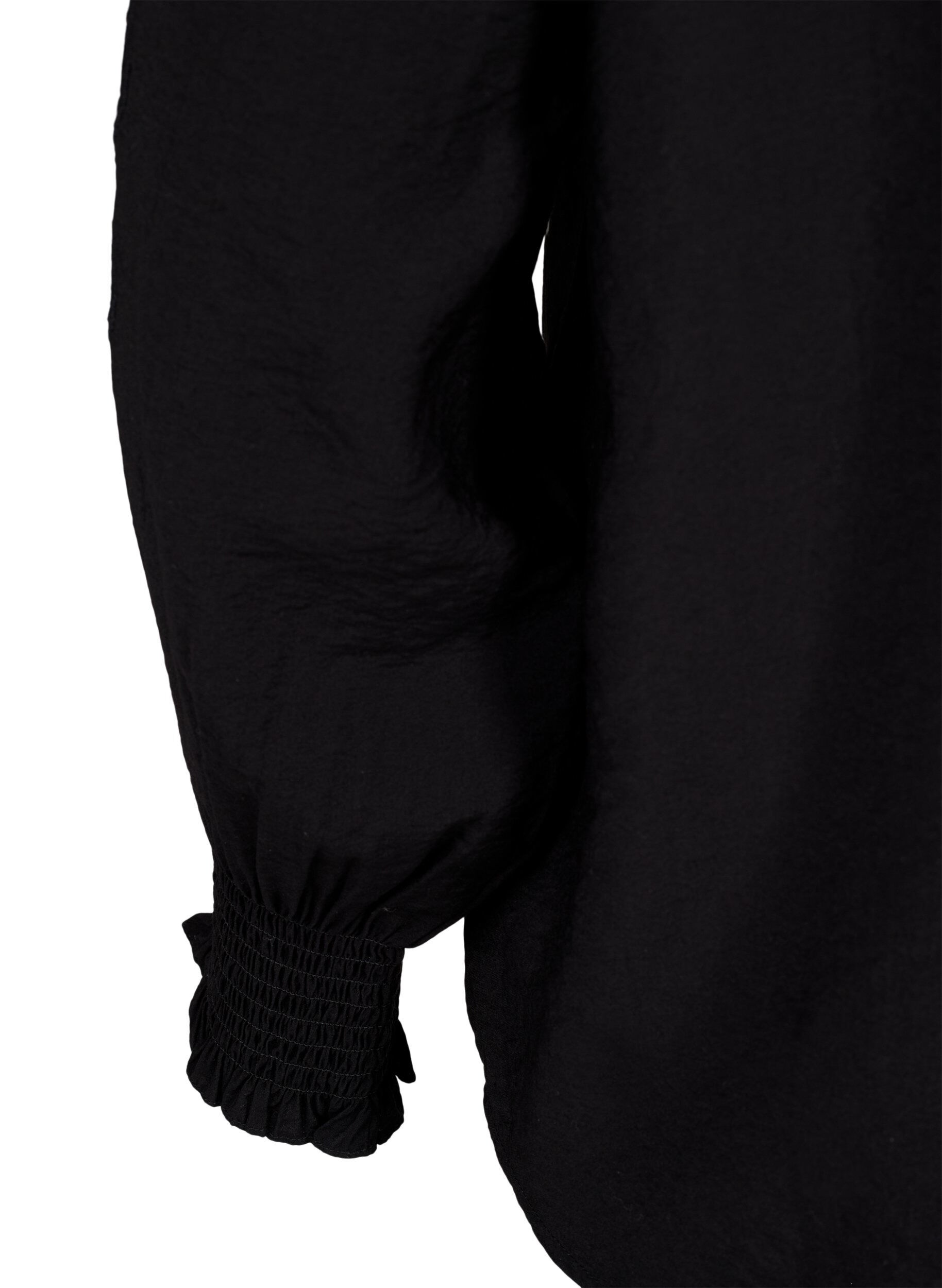 Zizzi Blus med volanger och Broderie anglaise, Black, Packshot image number 3