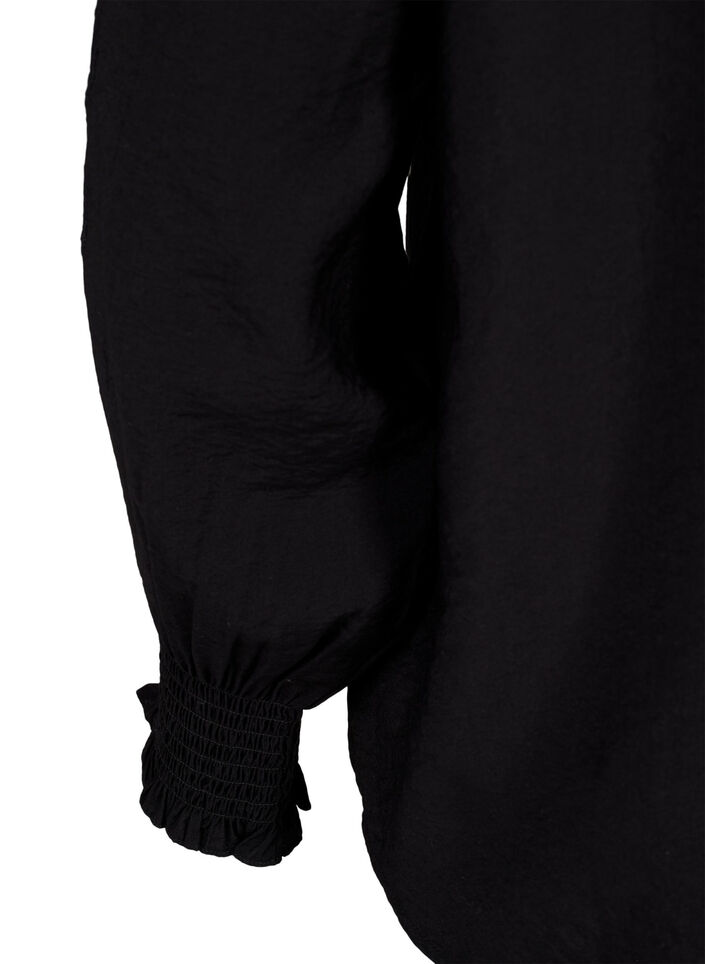 Blus med volanger och Broderie anglaise, Black, Packshot image number 3