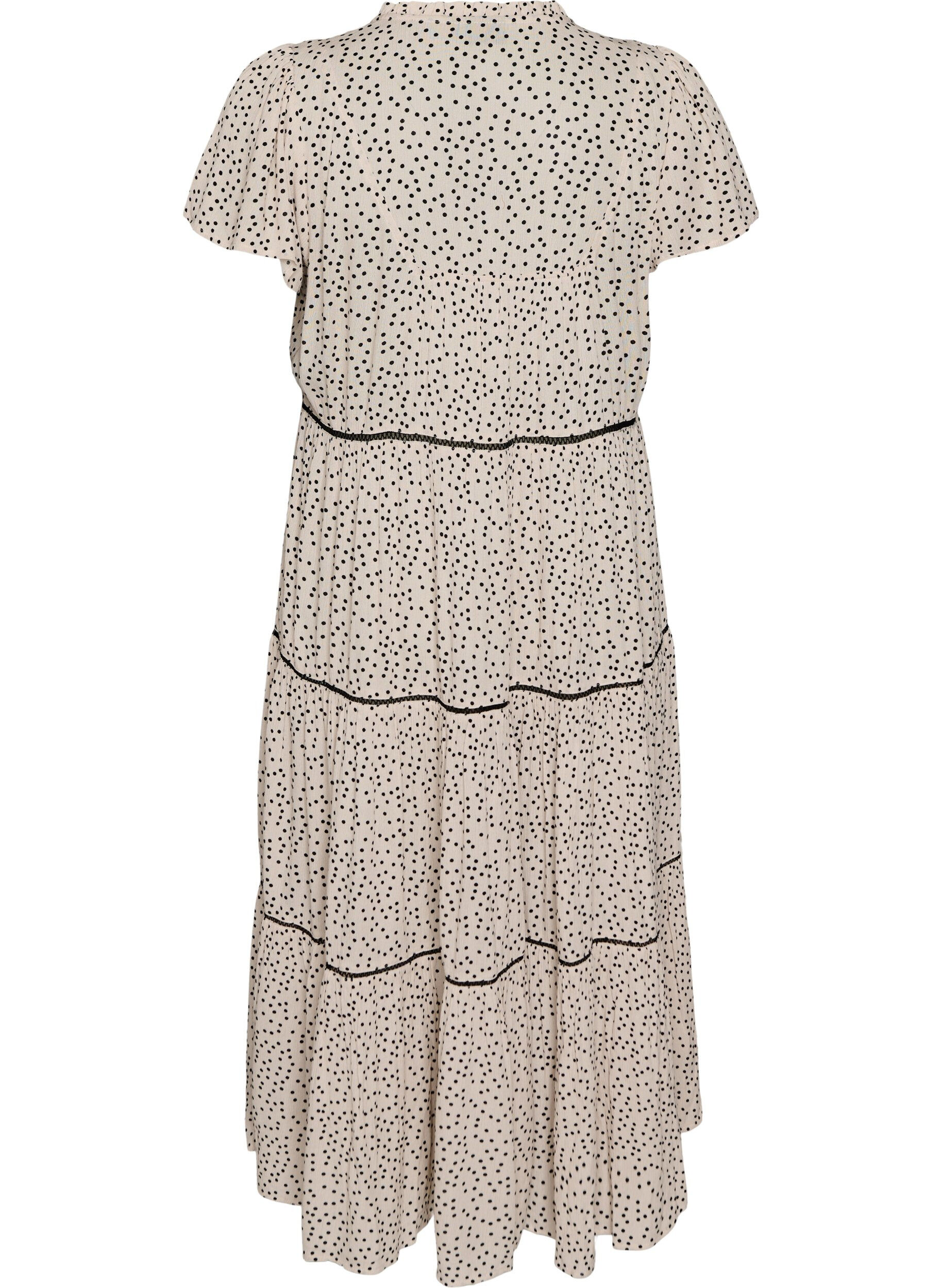 Zizzi M&ouml;nstrad midikl&auml;nning i viskos, Vit, Packshot image number 1