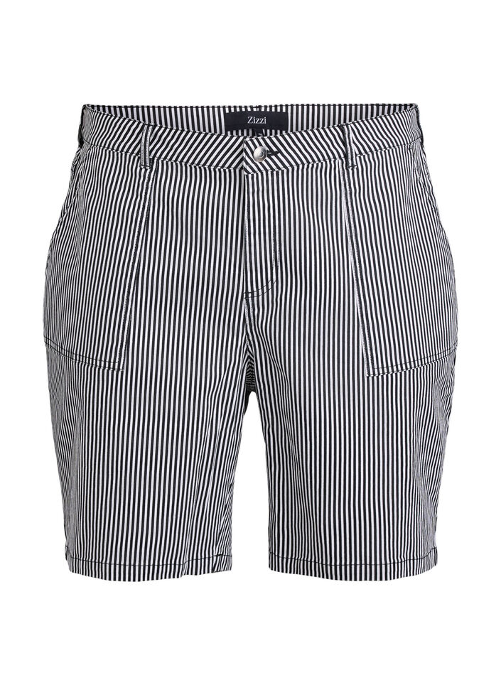 Randiga Bermudashorts med hög midja, Svart, Packshot image number 0