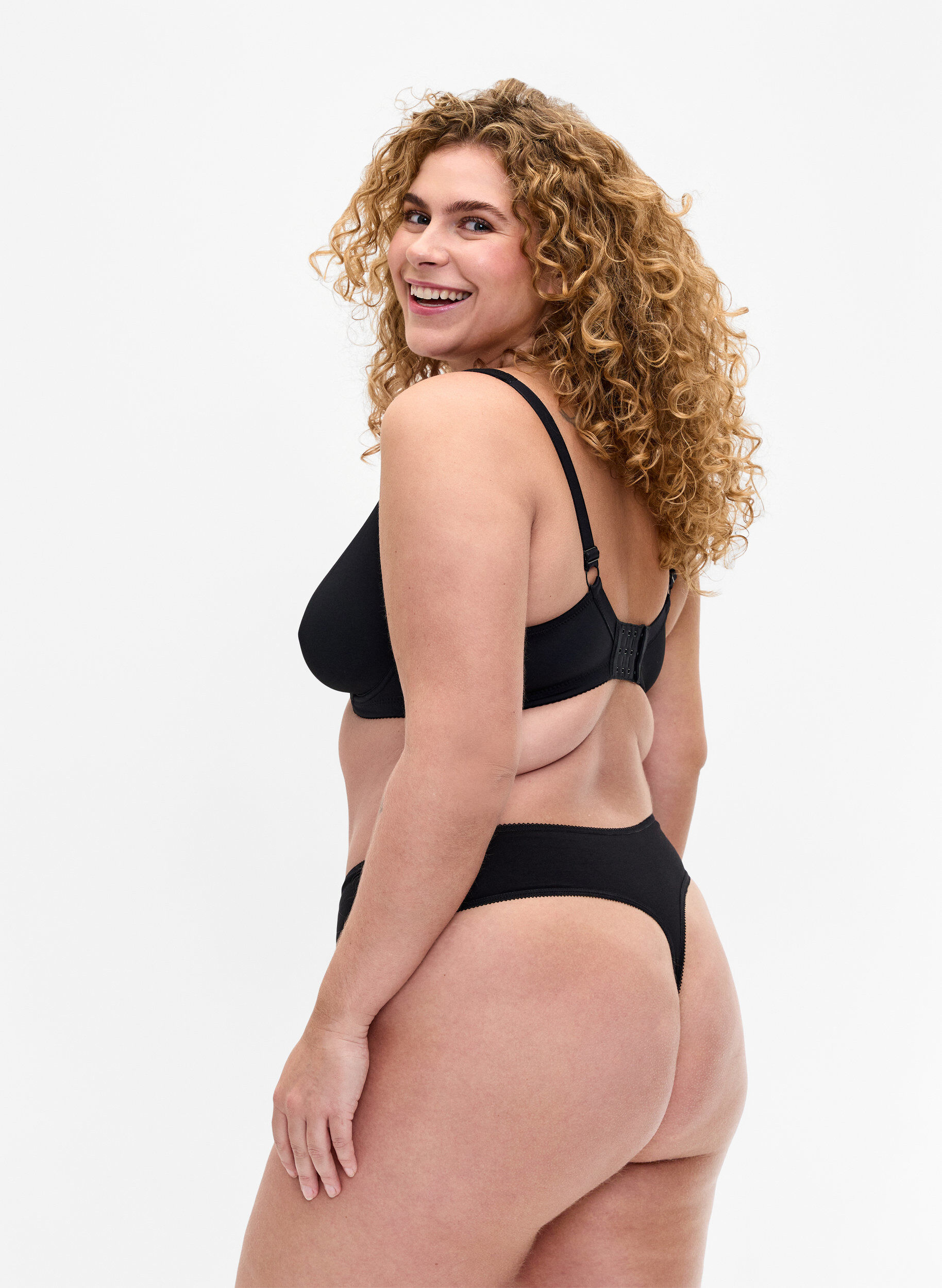 Zizzi7-pack G-string i bomull, Svart, Model image number 1