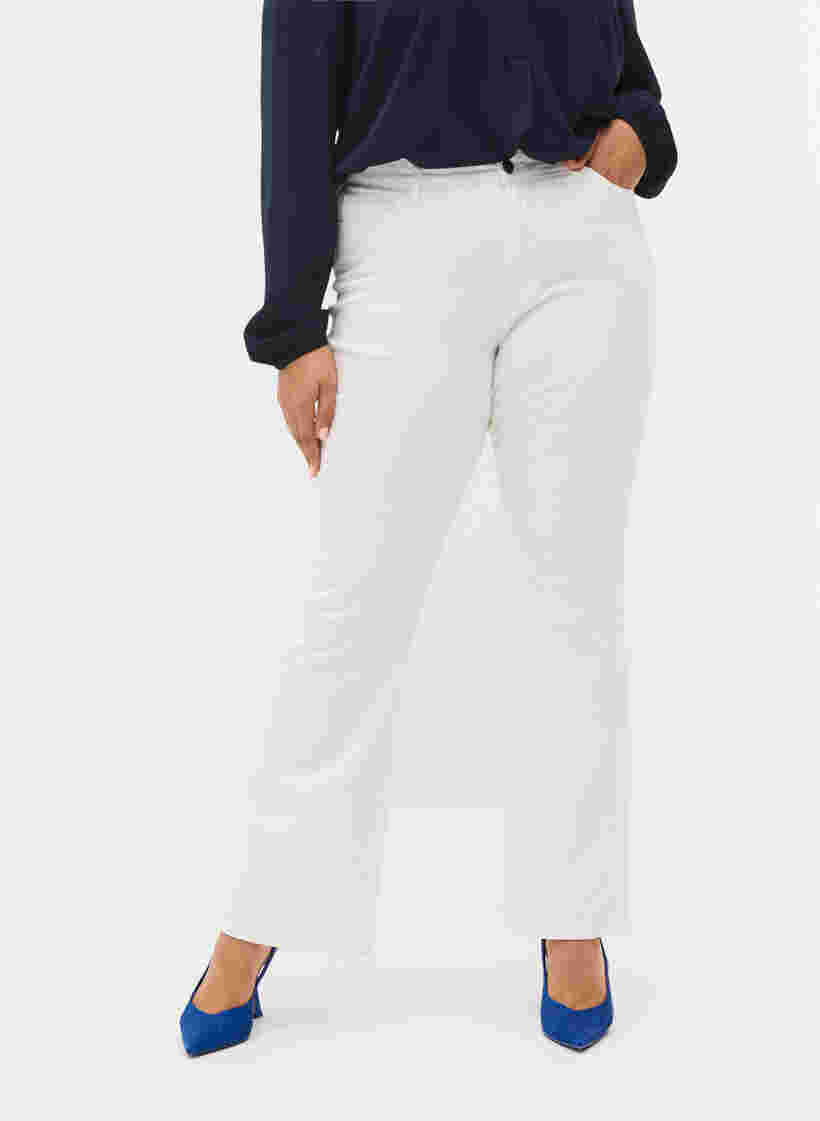 Ellen bootcut jeans med hög midja, White, Model image number 2
