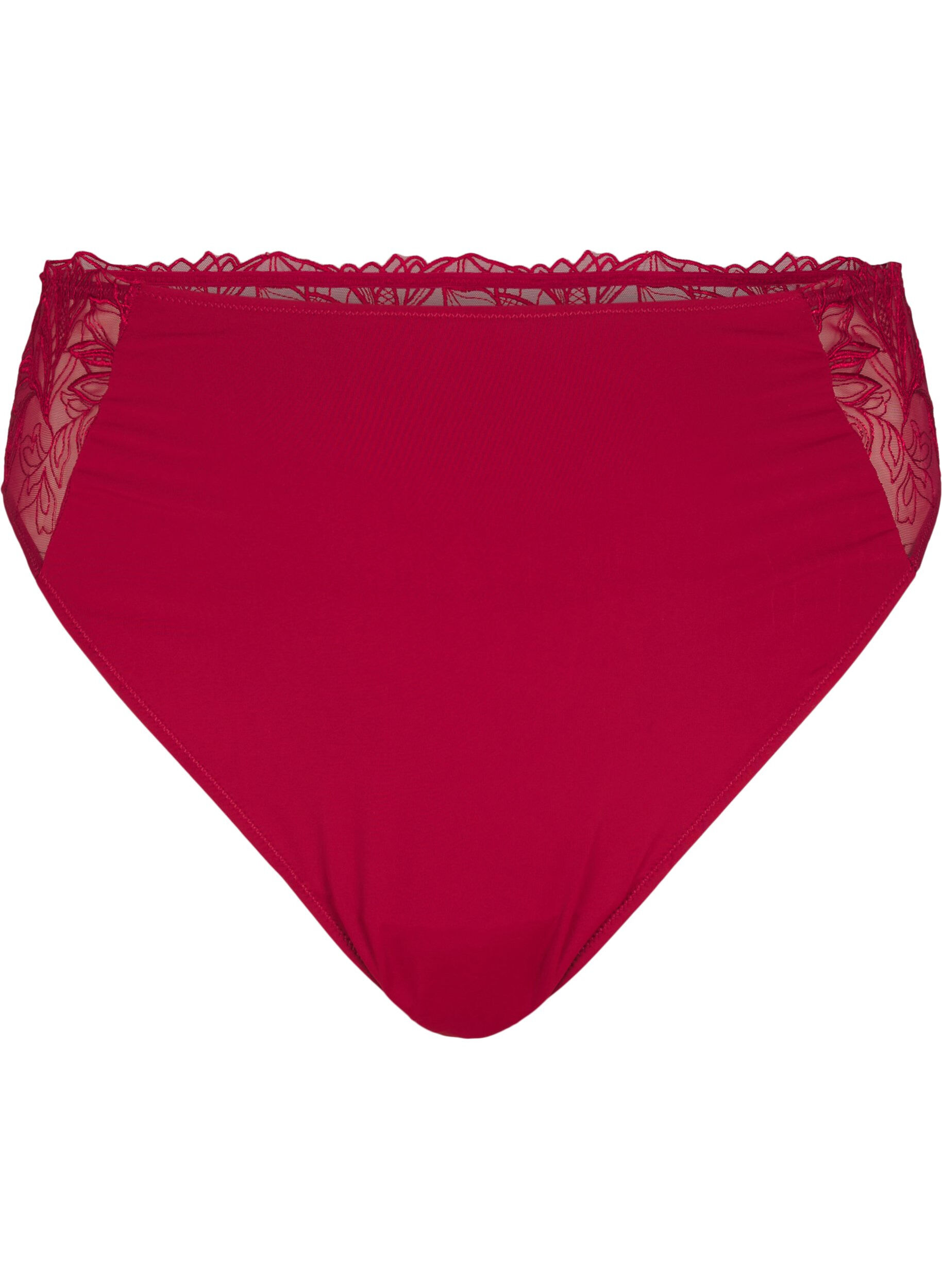 ZizziTrosor i microfiber med spets, R&ouml;d, Packshot image number 0