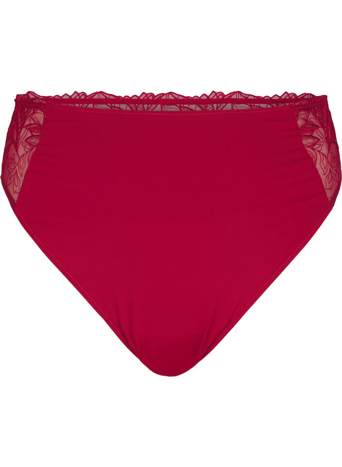 Trosor i microfiber med spets, R&ouml;d, Packshot image number 0