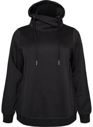 Sweatshirt med h&ouml;g krage och fickor, Svart