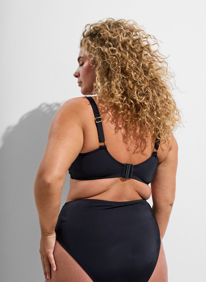 Bikinitopp med bygel och guldf&auml;rgad detalj, Svart, Model image number 2