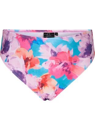 Bikiniunderdel med tryck och hög midja, Pink Flower, Packshot image number 0