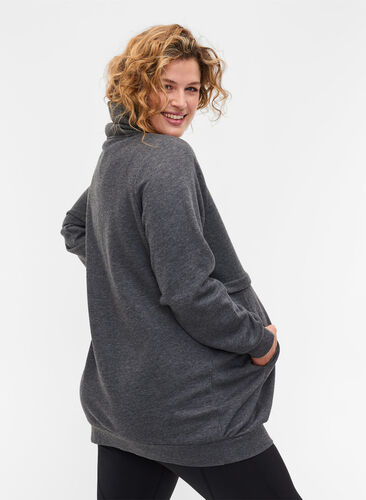 Gravidsweatshirt med amningsfunktion, Dark Grey Melange, Model image number 1