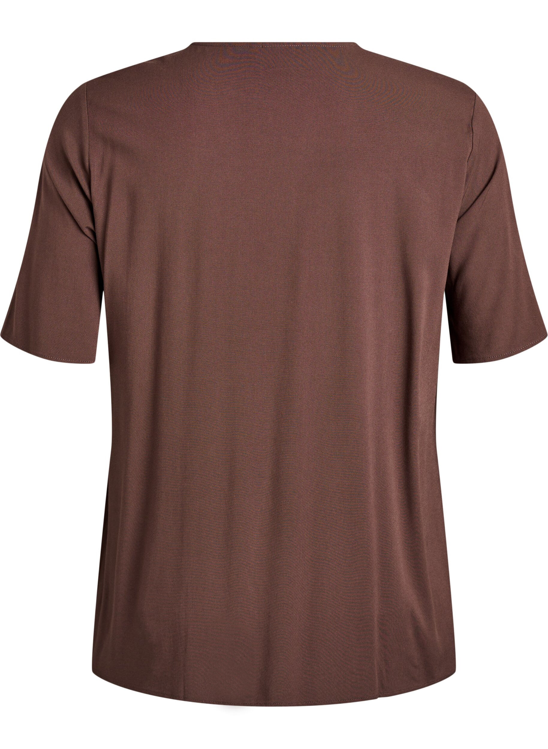 ZizziKort&auml;rmad v&auml;vd blus med rund hals, Brun, Packshot image number 1