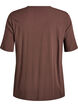 Kort&auml;rmad v&auml;vd blus med rund hals, Brun, Packshot image number 1