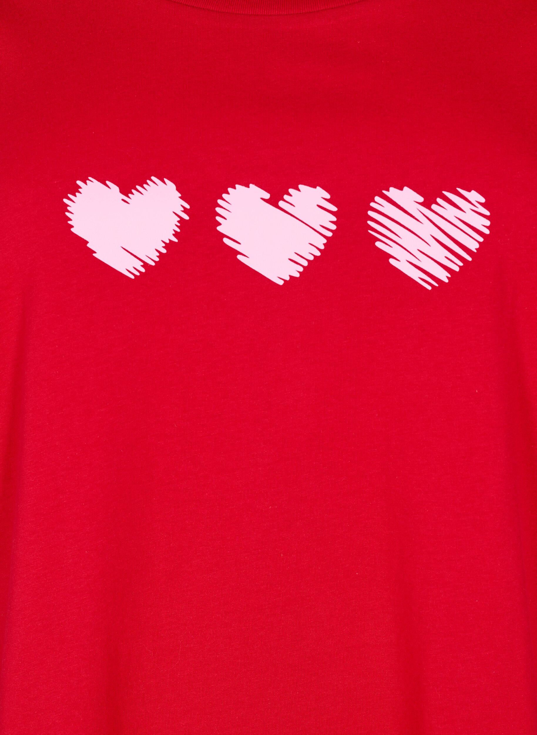 Zizzi T-shirt i bomull med motiv, Salsa w. Hearts, Packshot image number 2