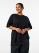 T-shirt med asymmetrisk spetskant, Svart, Model image number 0