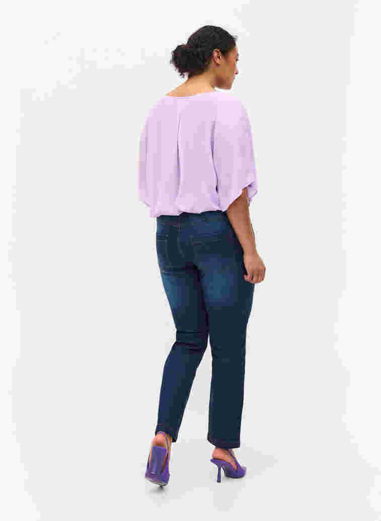 Slim fit Emily jeans med normalhög midja, Blue denim, Model image number 2
