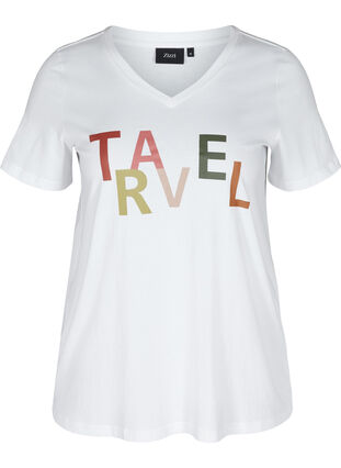 T-shirt med tryck, Bright White TRAVEL, Packshot image number 0