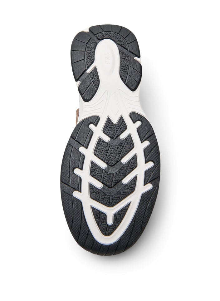 Stretchstickade sneakers med glittertr&aring;d, Brun, Packshot image number 4