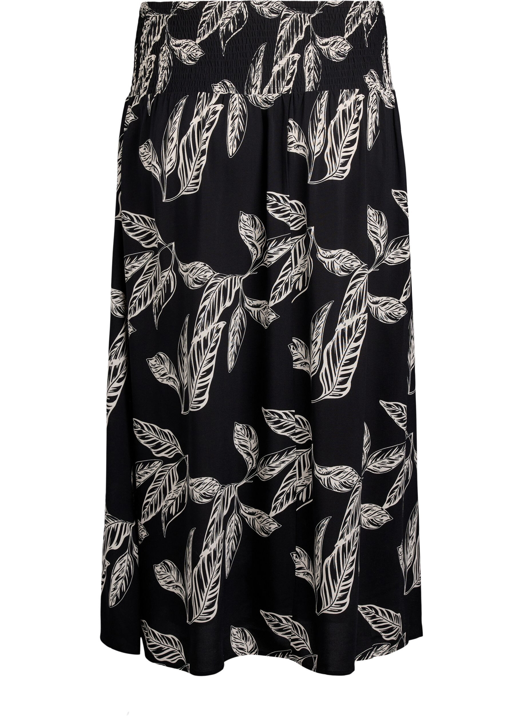 ZizziMaxikjol i viskos med smock, Svart, Packshot image number 1
