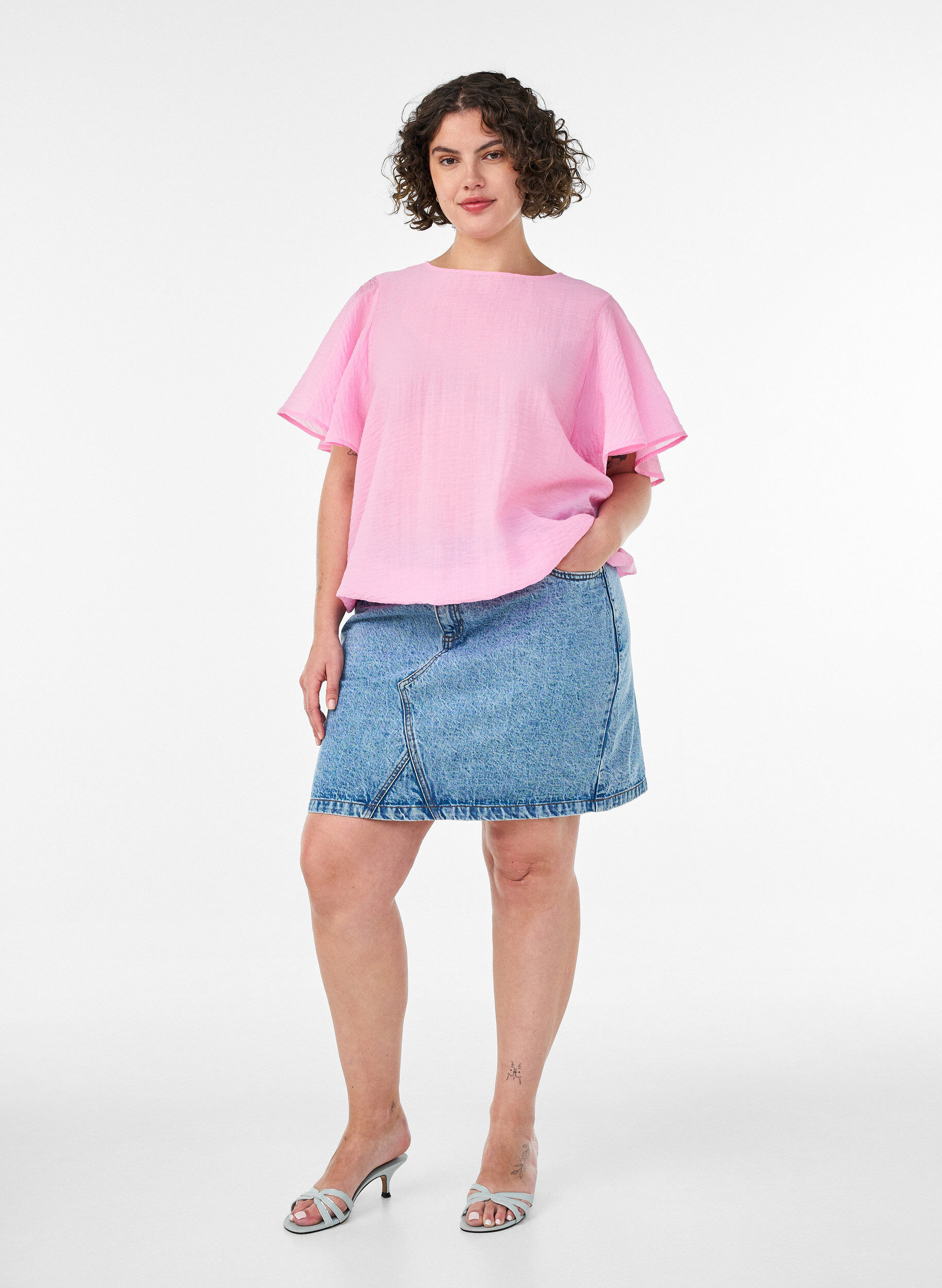 ZizziBlus med ballongform och ving&auml;rmar, Rosa, Model image number 1