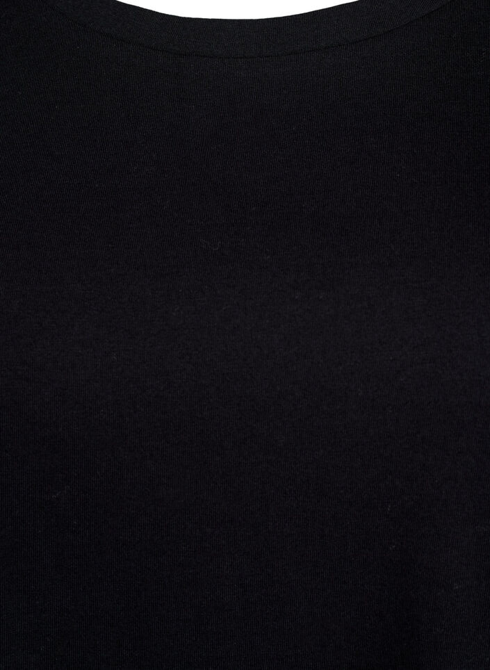 T-shirt med Broderie Anglaise-ärmar, Svart, Packshot image number 2