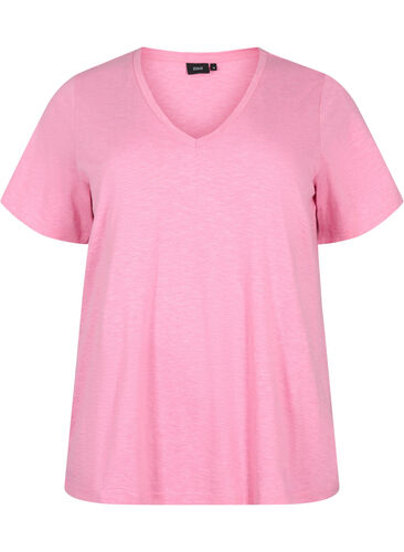 V-ringad bas t-shirt med korta ärmar, Rosebloom, Packshot image number 0
