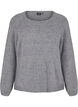 Löst sittande stickad blus med rund hals, Medium Grey Melange, Packshot image number 0