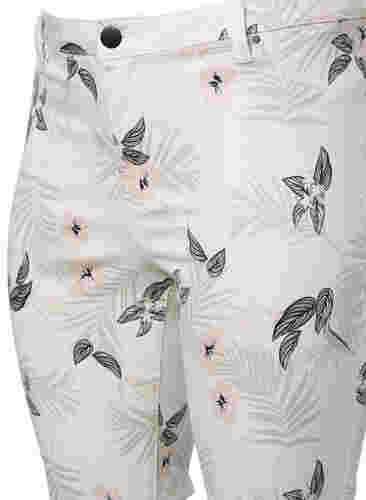 Capri jeans med blommönster och hög midja, White Flower AOP, Packshot image number 2
