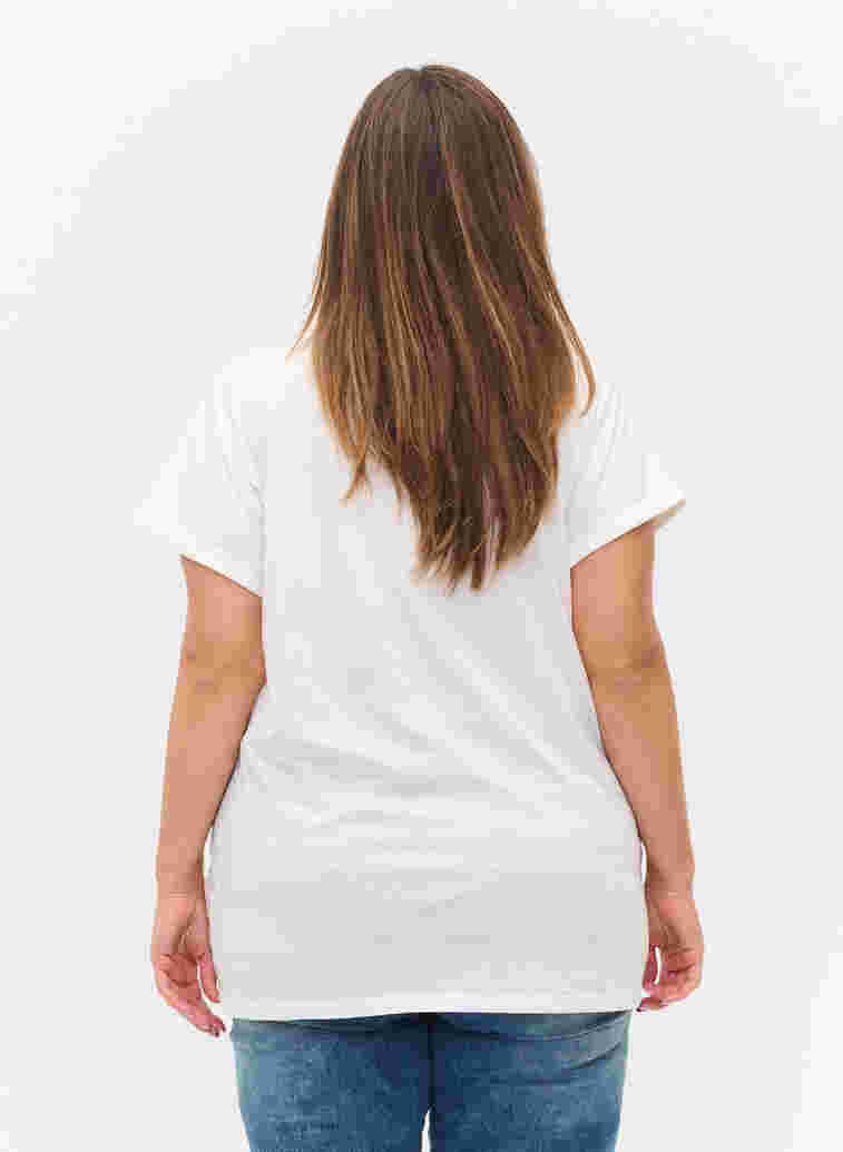 Kortärmad t-shirt med broderi anglaise, Off White Mel, Model image number 1