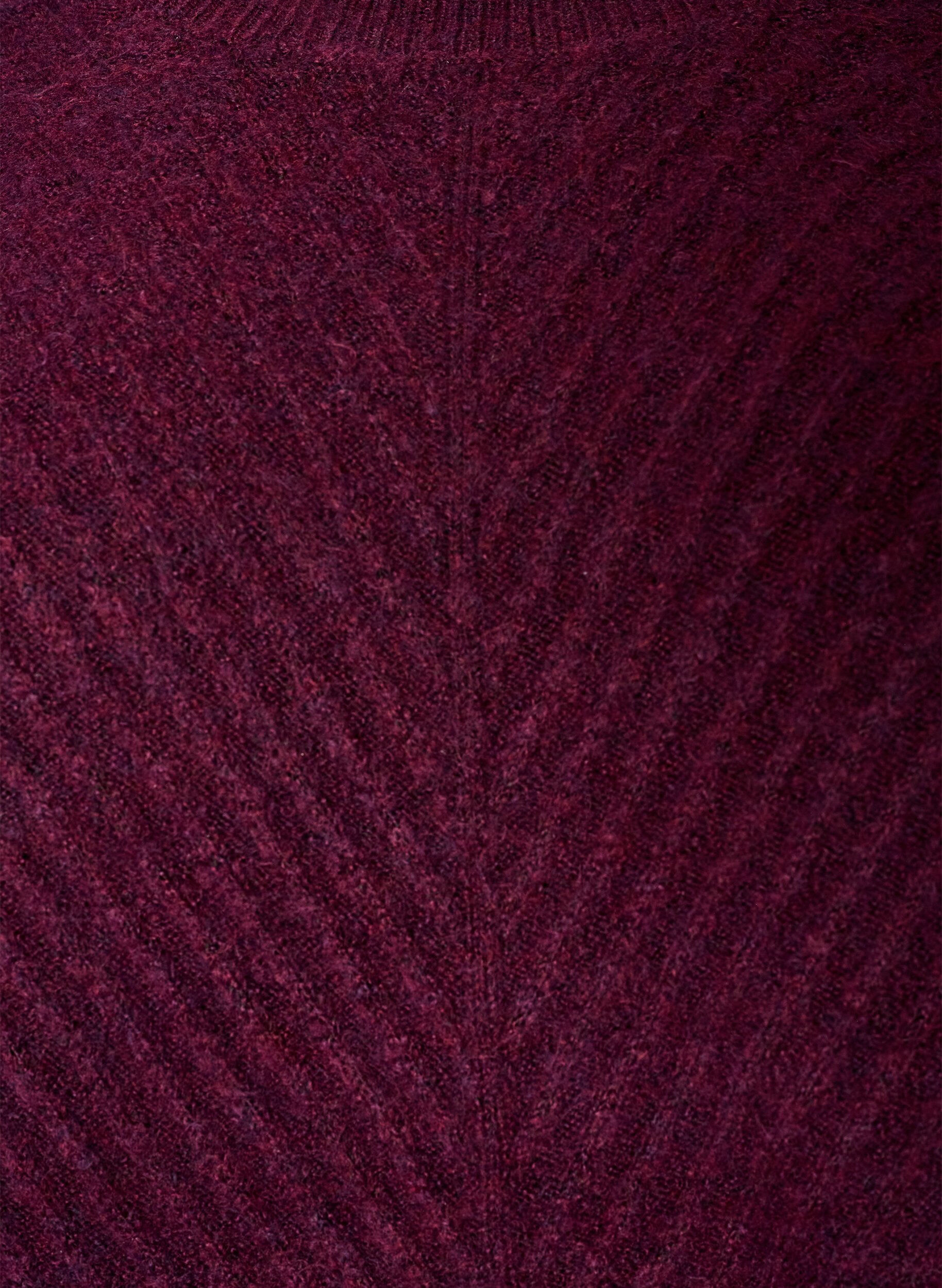 ZizziStickad blus med V-format ribbm&ouml;nster och slitsar, R&ouml;d, Packshot image number 2