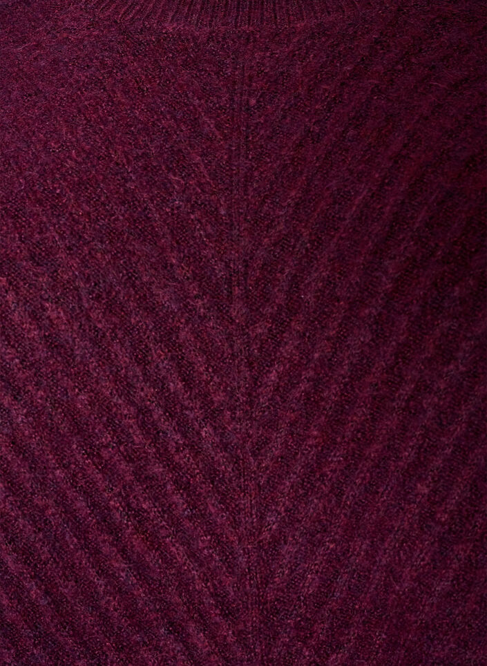 Stickad blus med V-format ribbm&ouml;nster och slitsar, R&ouml;d, Packshot image number 2
