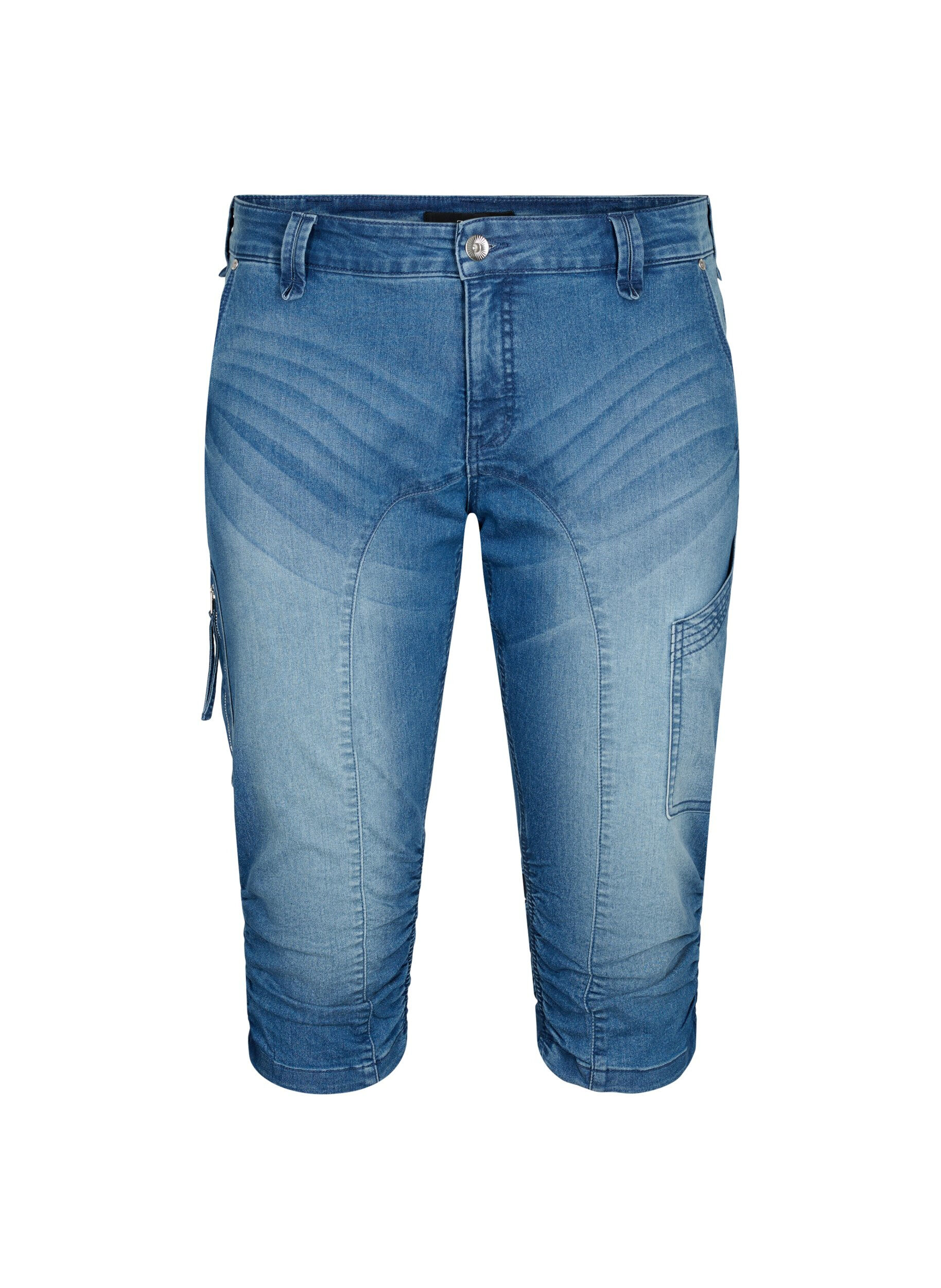 Caprijeans med smal passform och fickor