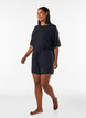 Pyjamasshorts i modal med kontrastband, Svart, Model image number 1