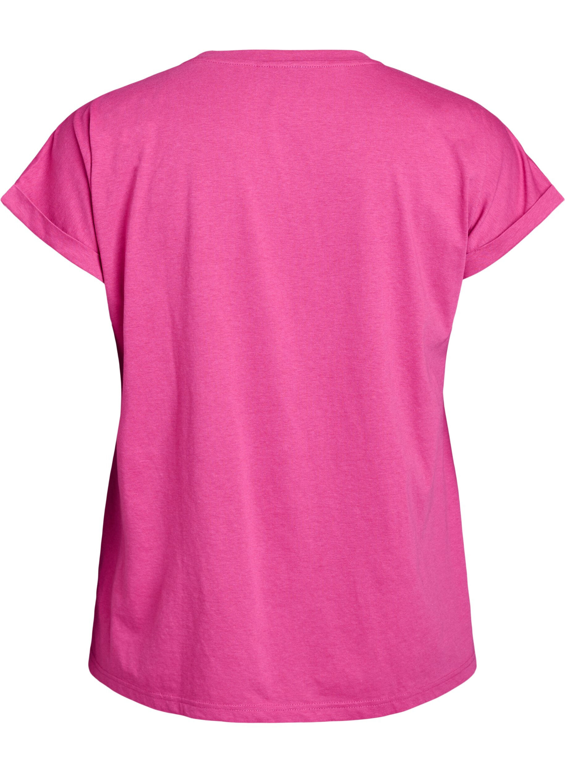 Zizzi Kort&auml;rmad t-shirt i bomullsblandning, Rosa, Packshot image number 1