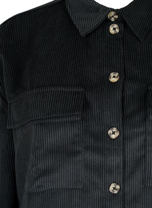 Långärmad sammetsskjorta med bröstfickor, Black, Packshot image number 2