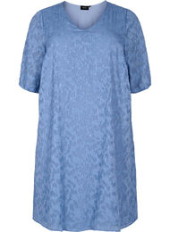 Kortärmad klänning med struktur, Coronet Blue