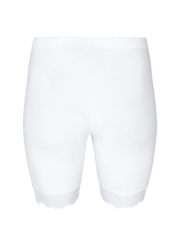 Cykelbyxor med spetskant, Vit, Packshot image number 1