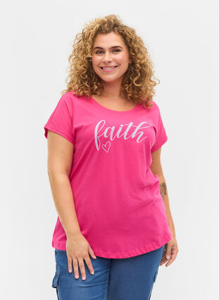 T-shirt i bomull med korta ärmar, Beetroot Pur Faith, Model image number 0