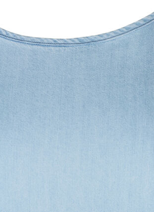 Kortärmad jeansklänning med veck, Light blue denim, Packshot image number 2