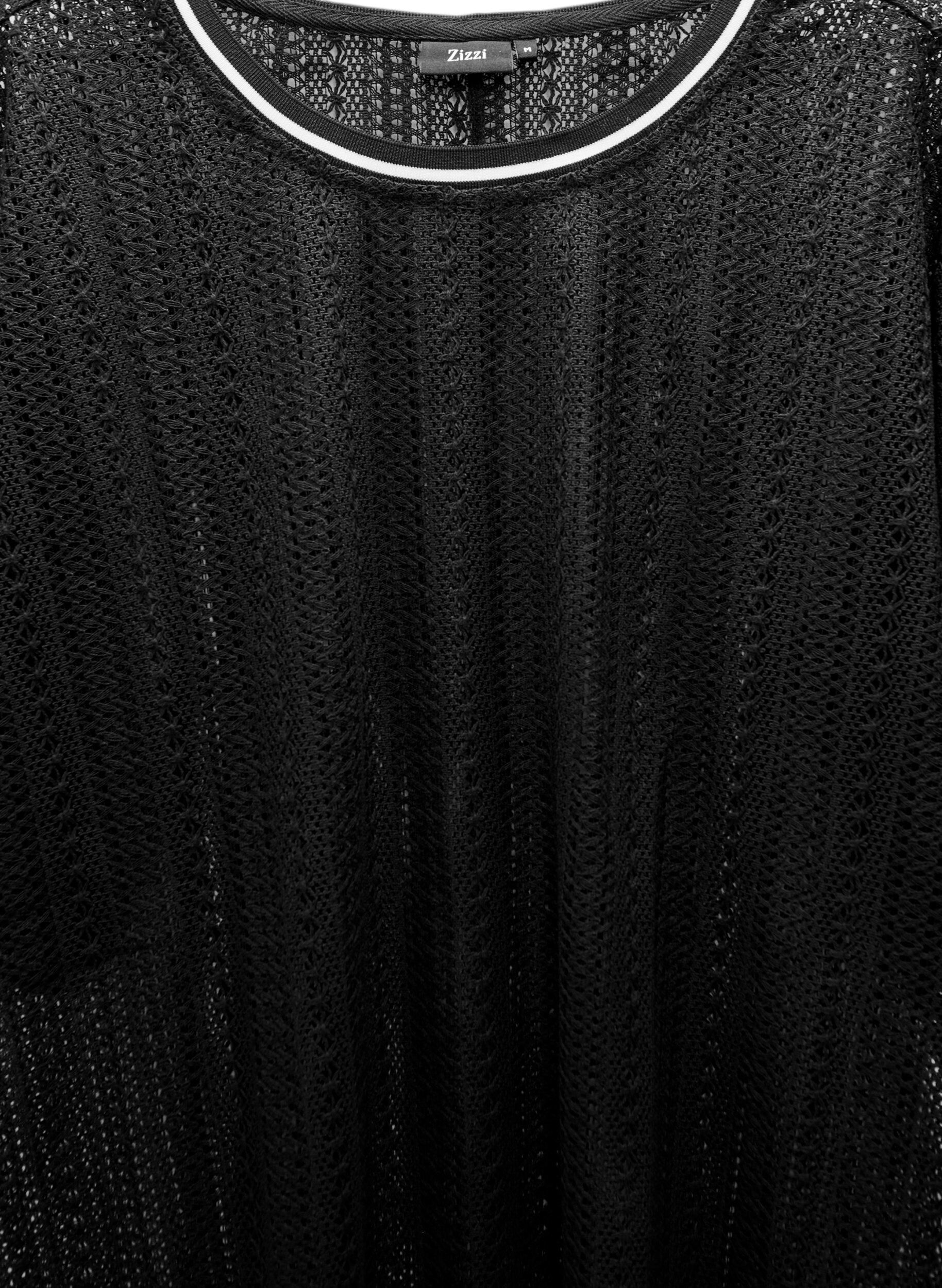 Zizzi Midikl&auml;nning med h&aring;lm&ouml;nster och korta &auml;rmar, Svart, Packshot image number 2