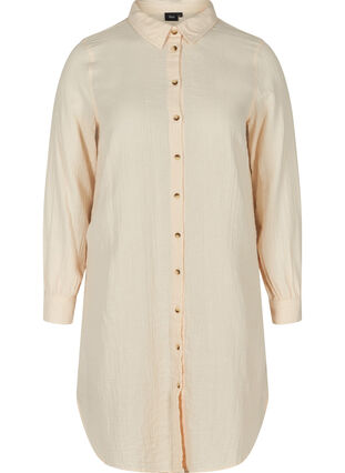 Lång bomullsskjorta med klassisk krage, Mother Of Pearl, Packshot image number 0
