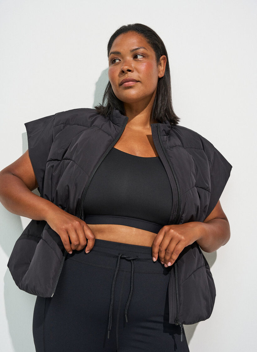 Pufferv&auml;st med justerbar midja, Svart, Model image number 3