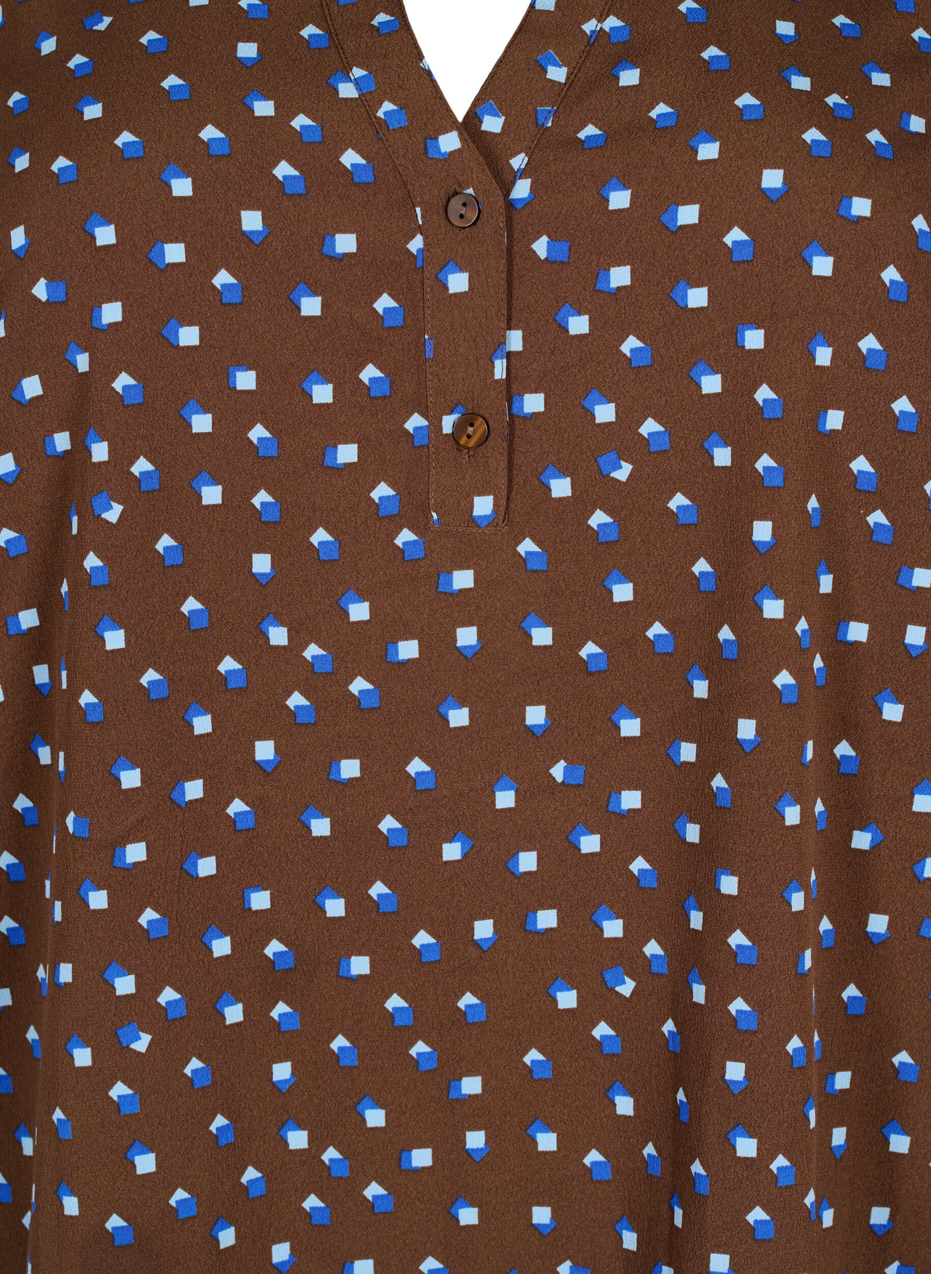 Zizzi FLASH - L&aring;ng&auml;rmad blus med tryck, Chicory Coffee AOP, Packshot image number 2