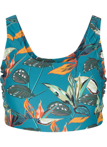 Mönstrad bikinitop med rund halsringning, Leaf Print, Packshot image number 0