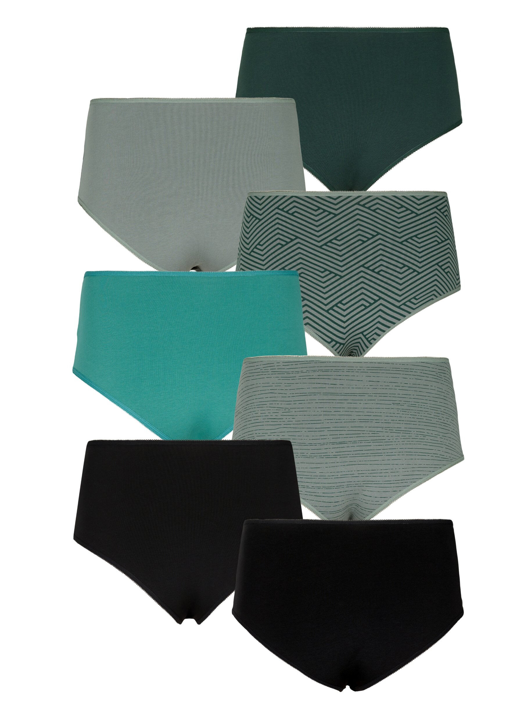 Zizzi 7-pack hipster med vanlig midja, Scarab Multi Pack, Packshot image number 1