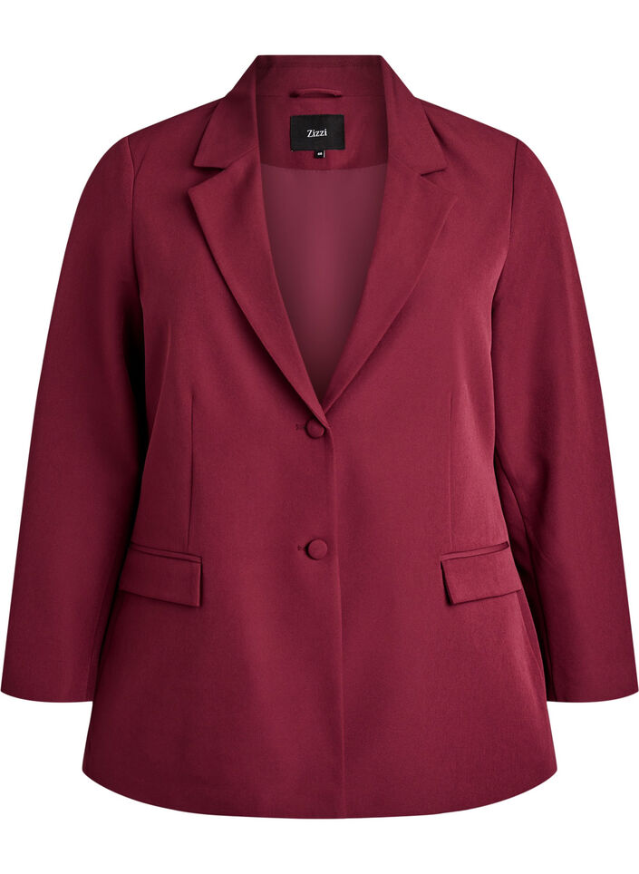 Klassisk blazer med kn&auml;ppning, R&ouml;d, Packshot image number 0